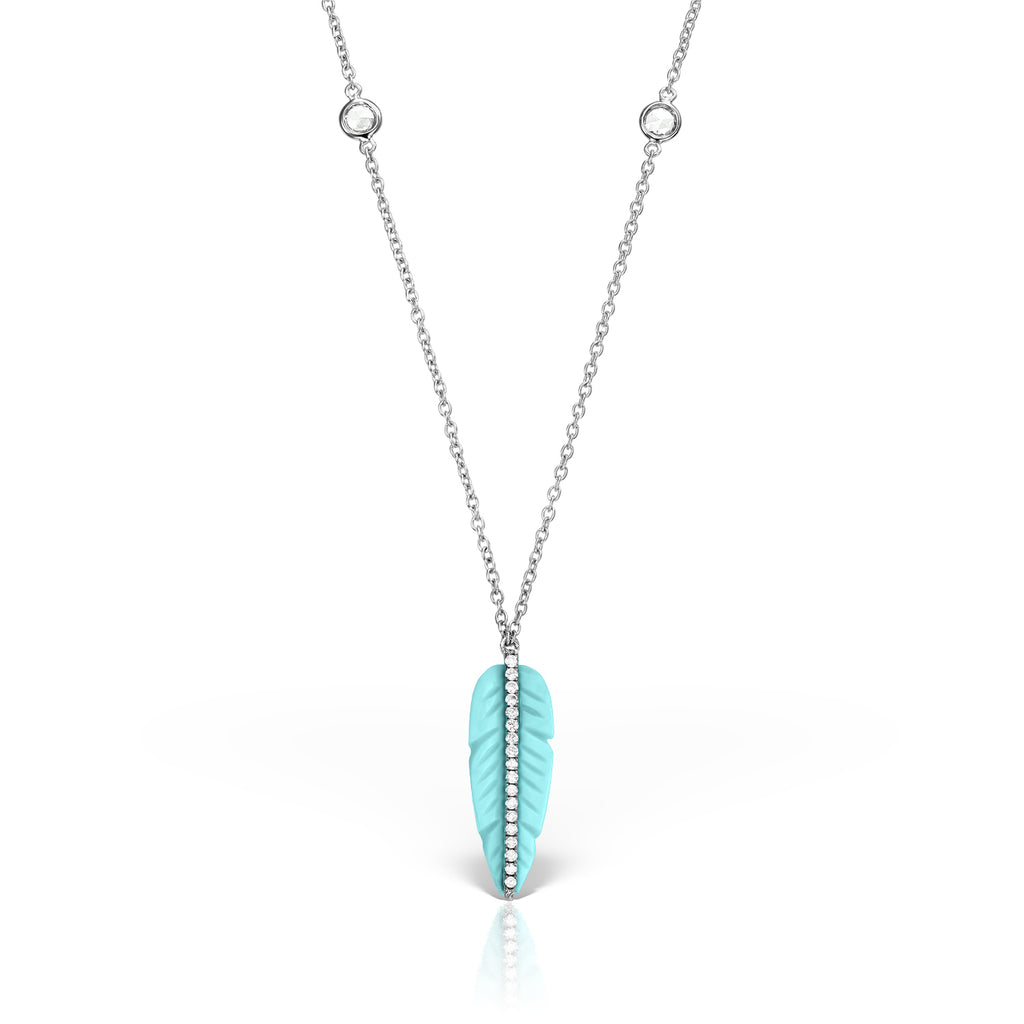 <b>Goddess Ma’at</b><br>Pendant in White Gold with Diamonds and Turquoise - Dita Von Helen