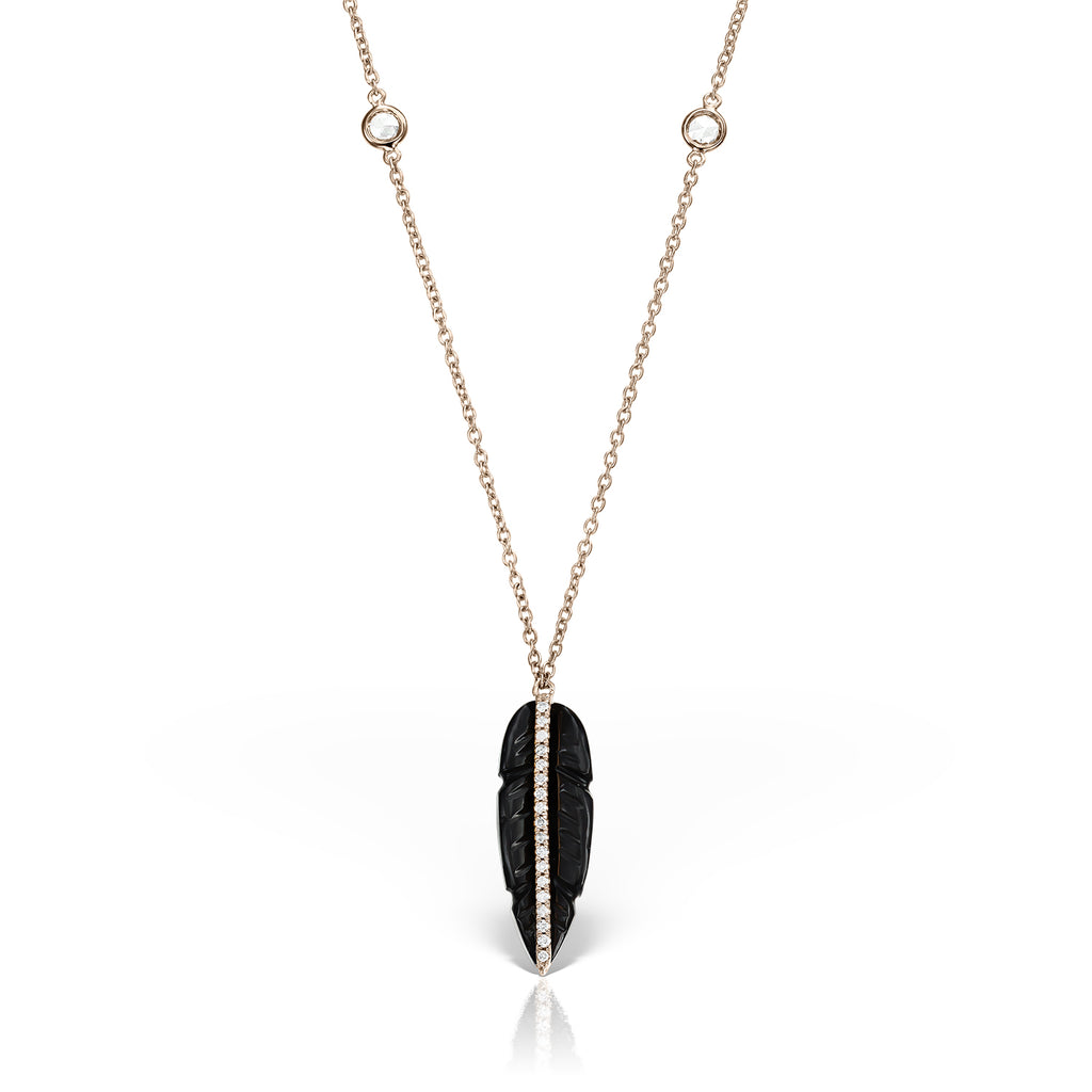 <b>Goddess Ma’at</b><br>Pendant in Rose Gold with Diamonds and Black Onyx - Dita Von Helen