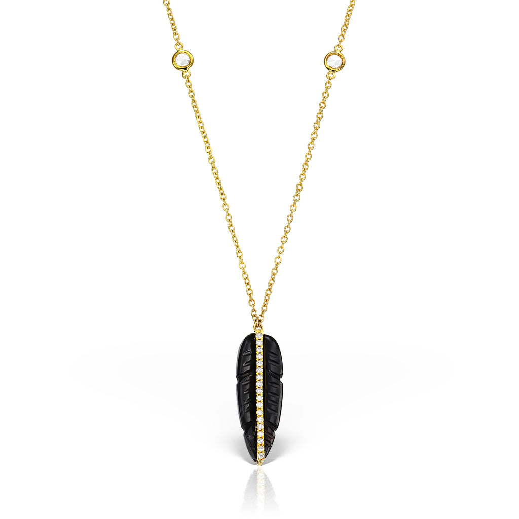 <b>Goddess Ma’at</b><br>Pendant in Gold with Diamonds and Black Onyx - Dita Von Helen