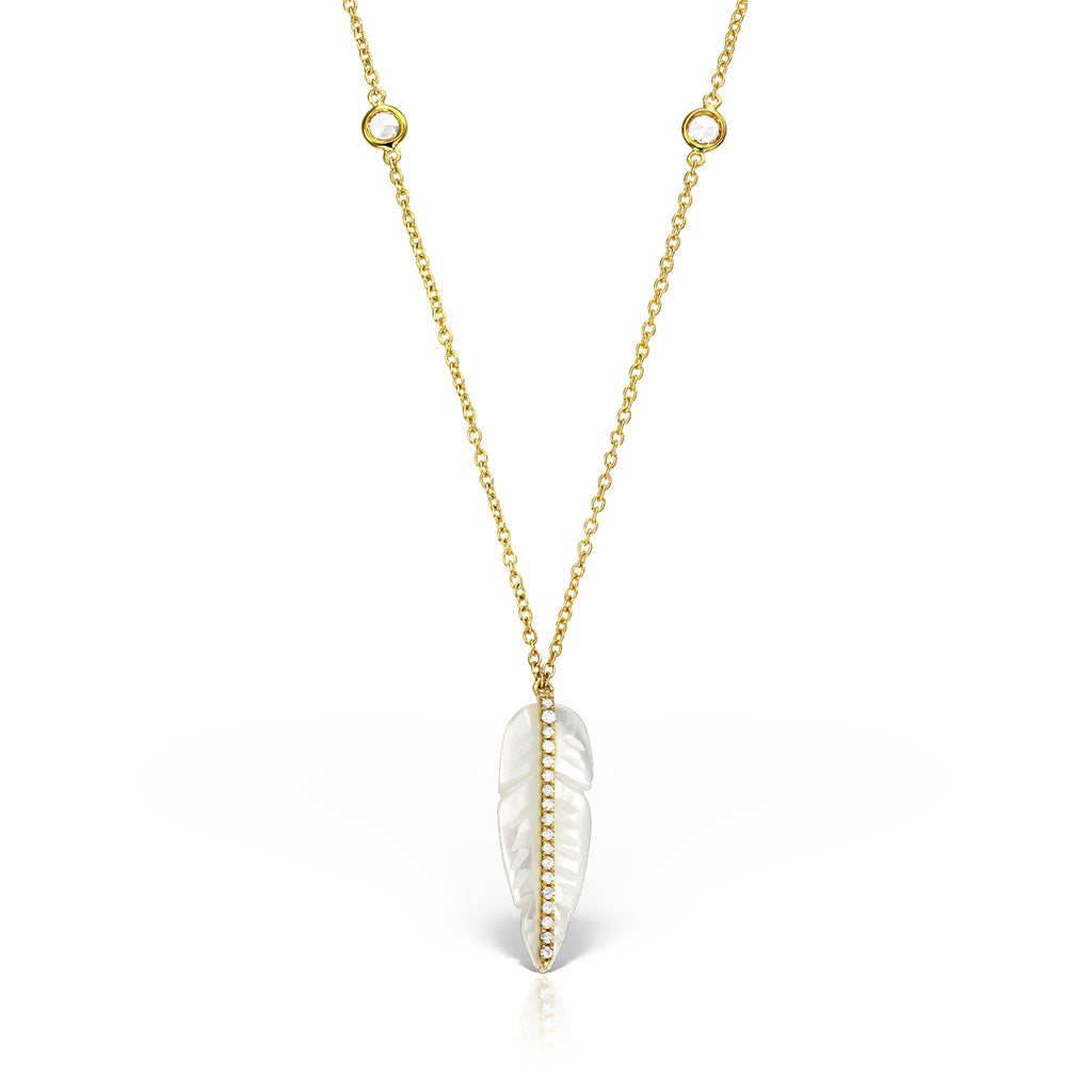 <b>Goddess Ma’at</b><br>Pendant in Gold with Diamonds and White Onyx - Dita Von Helen