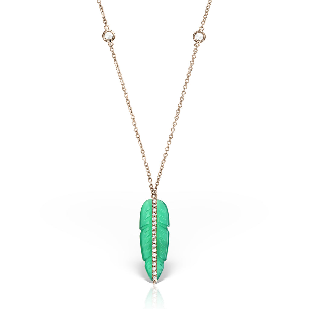 <b>Goddess Ma’at</b><br>Pendant in Rose Gold with Diamonds and Green Onyx - Dita Von Helen