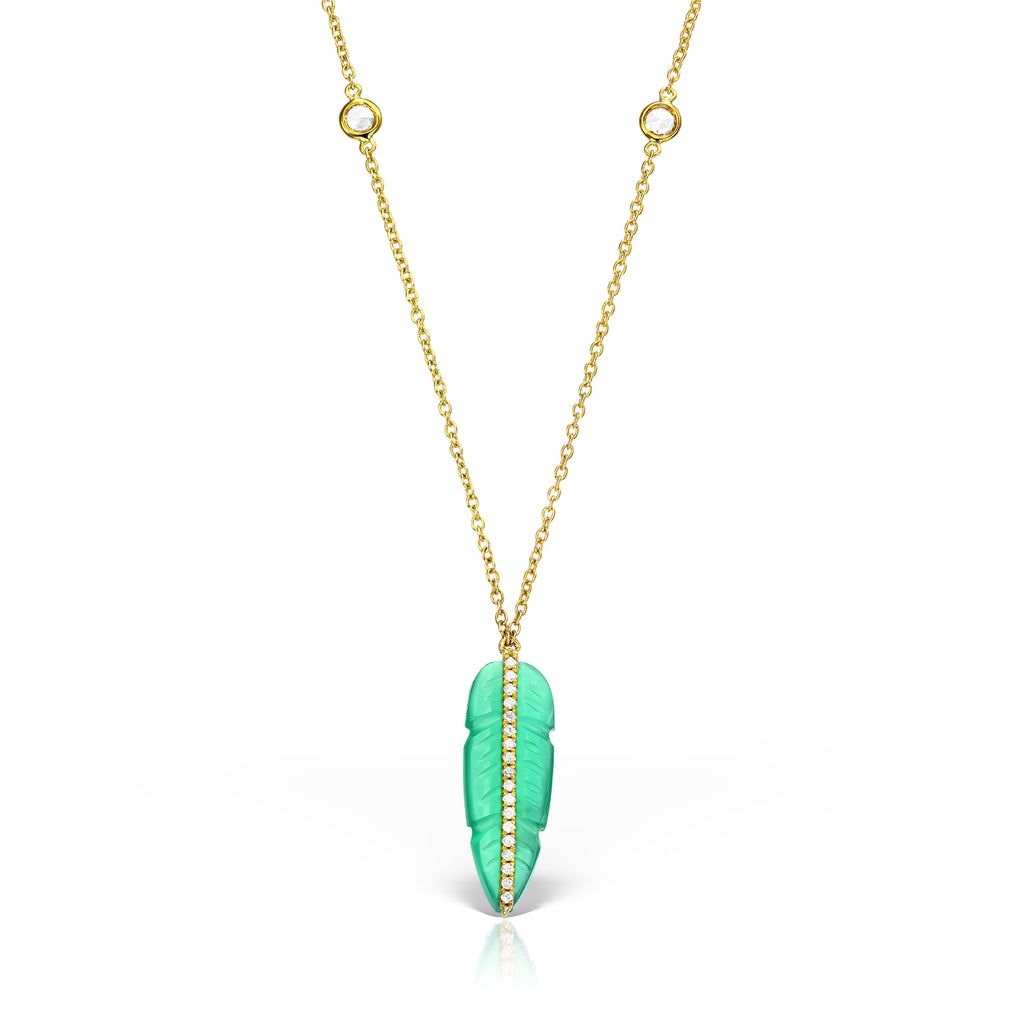 <b>Goddess Ma’at</b><br>Pendant in Gold with Diamonds and Green Onyx - Dita Von Helen