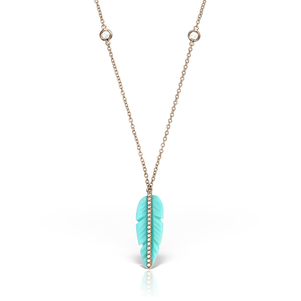 <b>Goddess Ma’at</b><br>Pendant in Rose Gold with Diamonds and Turquoise - Dita Von Helen