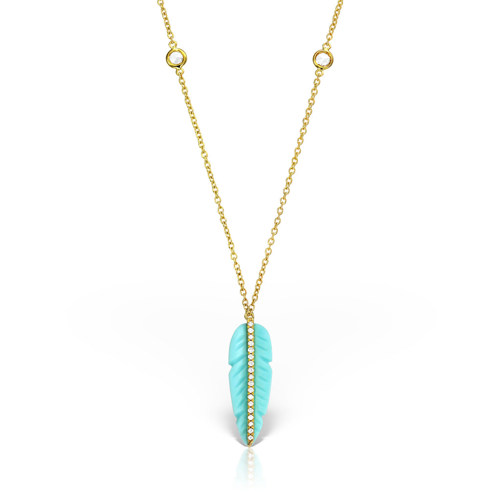 <b>Goddess Ma’at</b><br>Pendant in Gold with Diamonds and Turquoise - Dita Von Helen