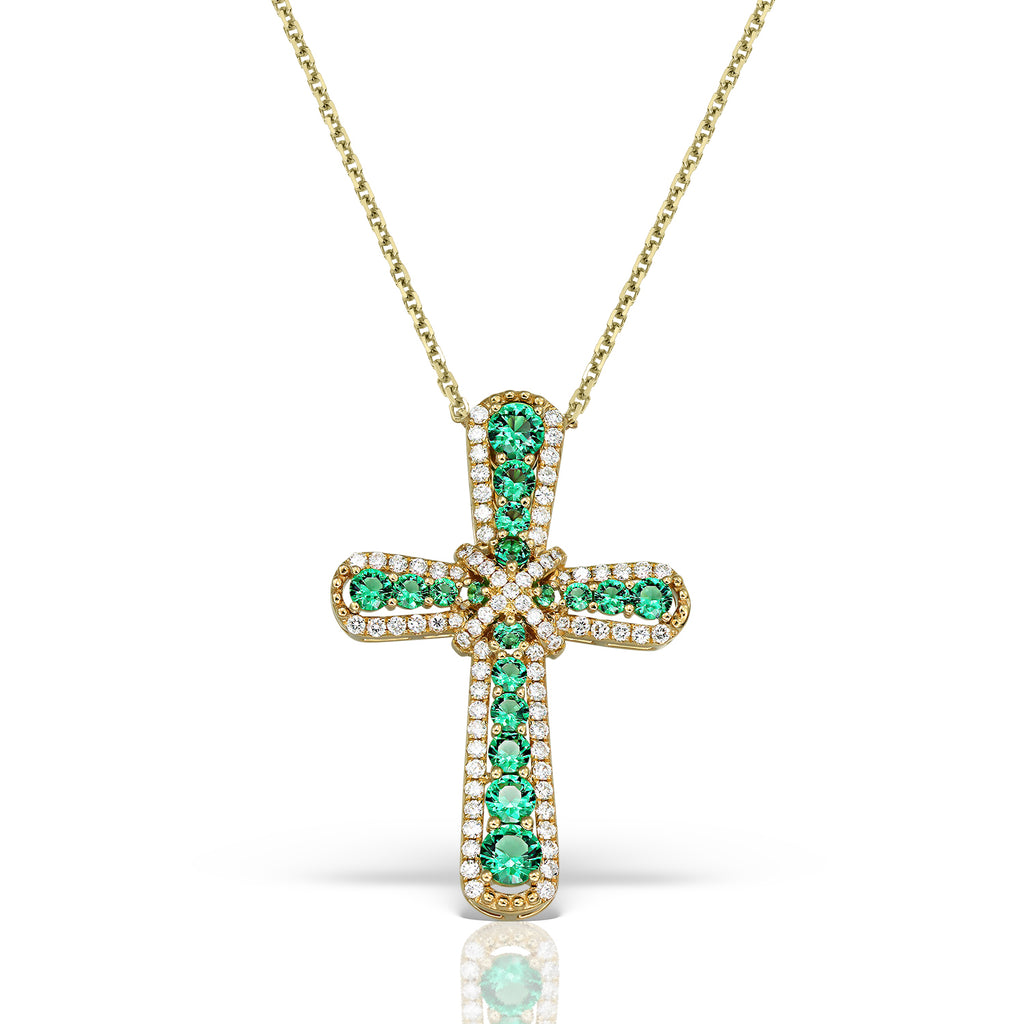 <b>Have a little…Faith</b><br>Necklace in Rose Gold with Diamonds and reconstructed Emeralds - Dita Von Helen