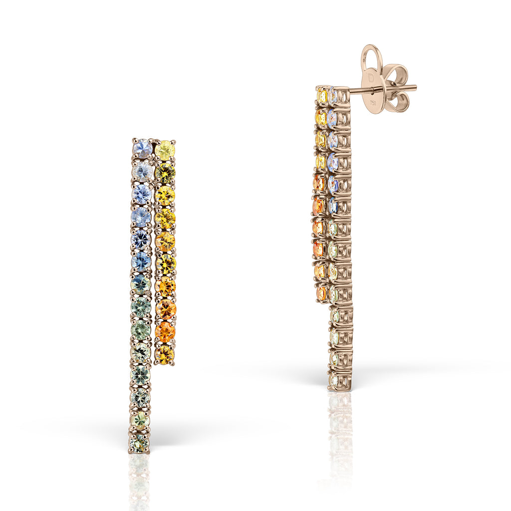 <b>Rainbow Magic</b><br>Earrings in Rose Gold with Sapphires - Dita Von Helen