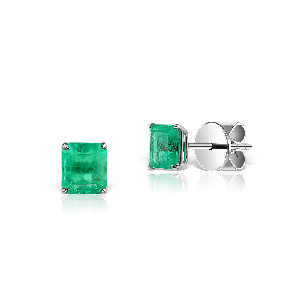 <b>Emerald Studs</b><br>Earrings in White Gold with Emeralds - Dita Von Helen