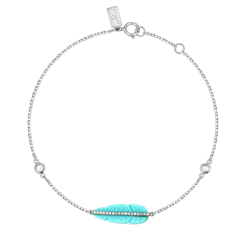 <b>Goddess Ma’at</b><br>Bracelet in White Gold with Diamonds and Turquoise - Dita Von Helen