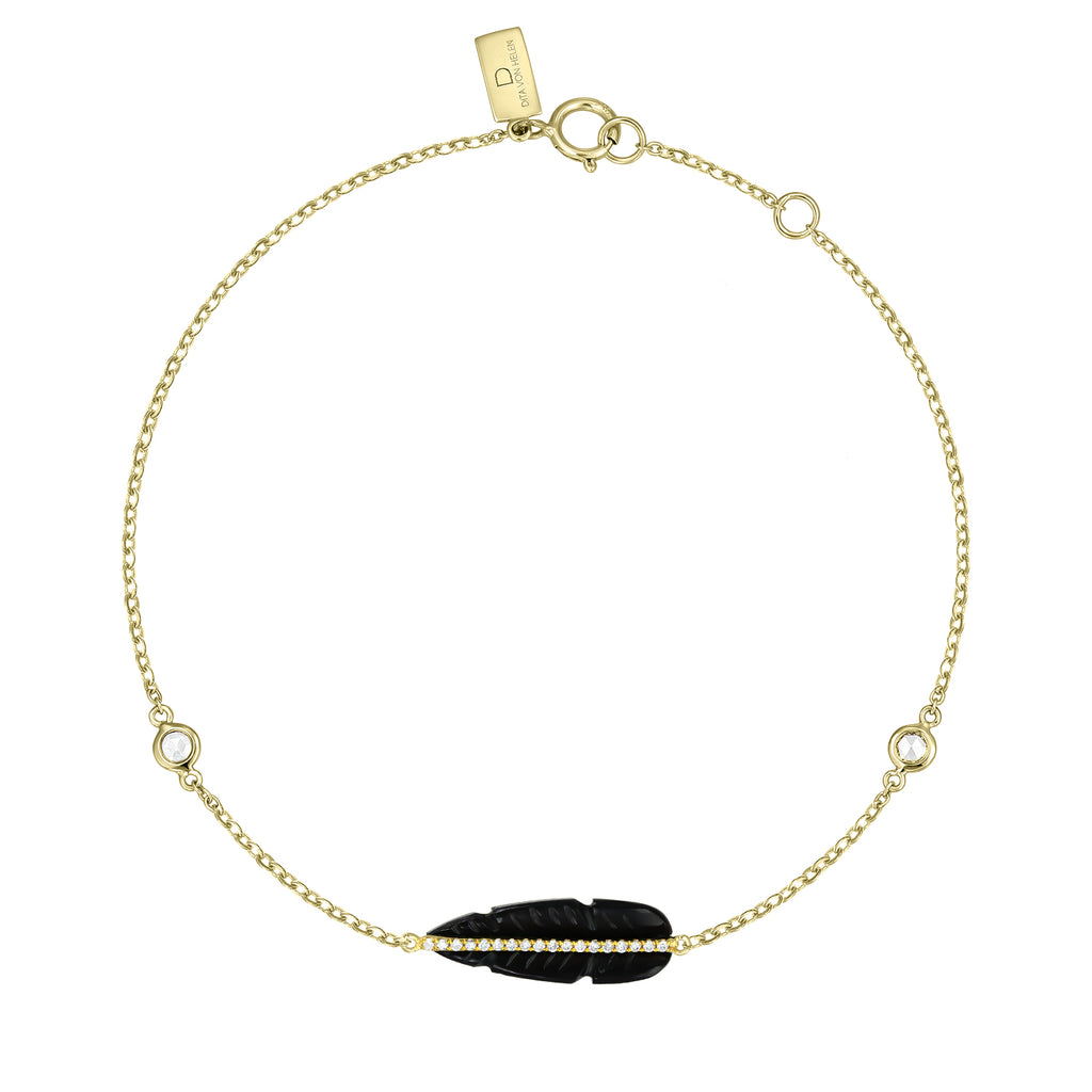 <b>Goddess Ma’at</b><br>Bracelet in Gold with Diamonds and Black Onyx - Dita Von Helen