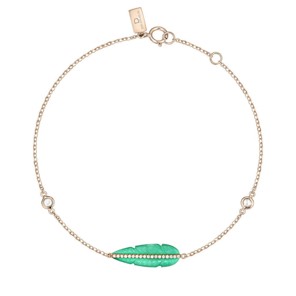 <b>Goddess Ma’at</b><br>Bracelet in Rose Gold with Diamonds and Green Onyx - Dita Von Helen