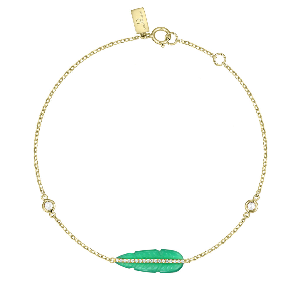 <b>Goddess Ma’at</b><br>Bracelet in Gold with Diamonds and Green Onyx - Dita Von Helen