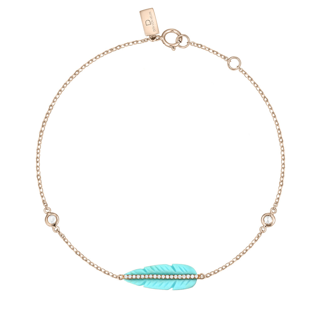 <b>Goddess Ma’at</b><br>Bracelet in Rose Gold with Diamonds and Turquoise - Dita Von Helen