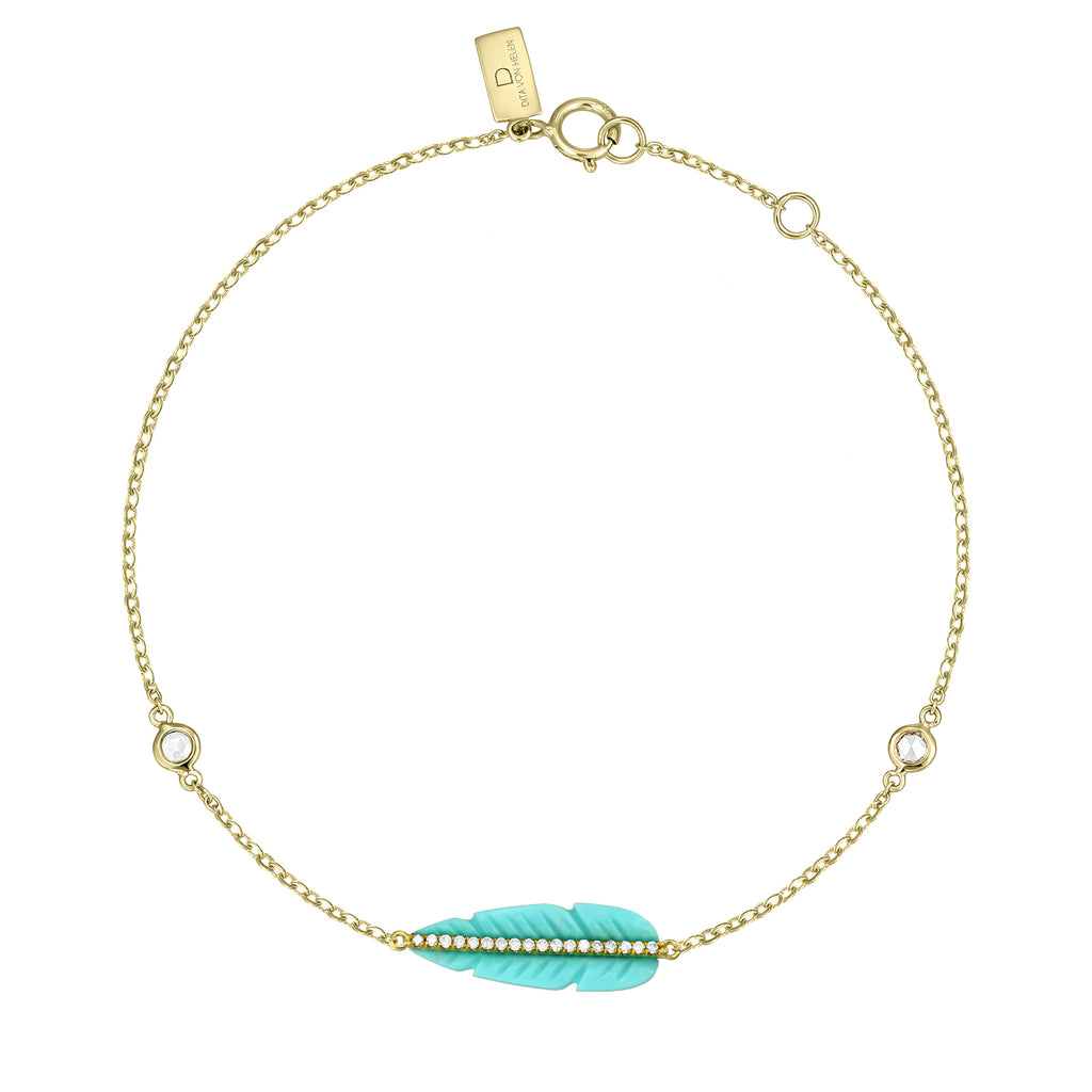 <b>Goddess Ma’at</b><br>Bracelet in Gold with Diamonds and Turquoise - Dita Von Helen