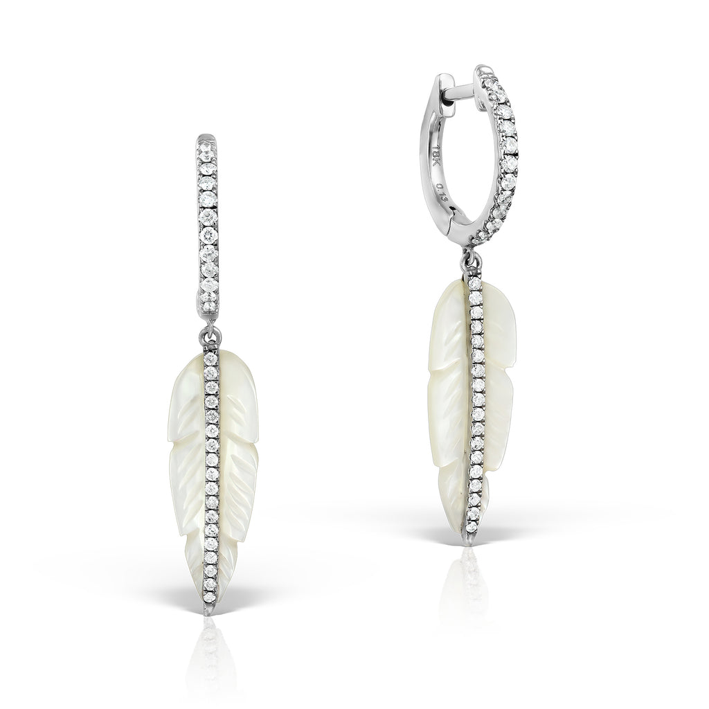 <b>Goddess Ma’at</b><br>Earrings in White Gold with Diamonds and White Onyx - Dita Von Helen