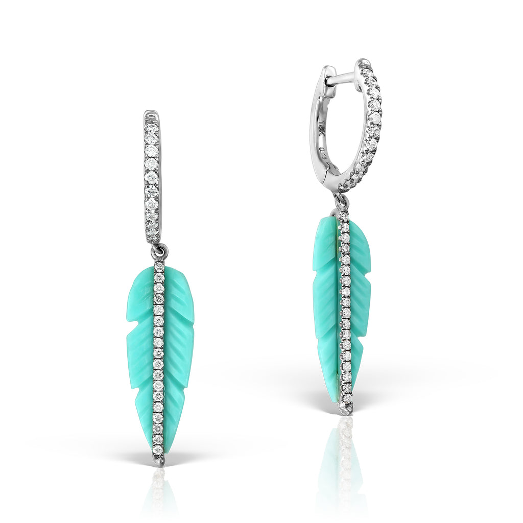 <b>Goddess Ma’at</b><br>Earrings in White Gold with Diamonds and Turquoise - Dita Von Helen