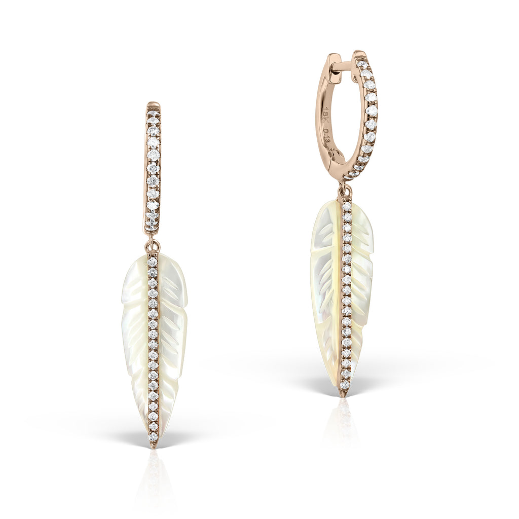 <b>Goddess Ma’at</b><br>Earrings in Rose Gold with Diamonds and White Onyx - Dita Von Helen