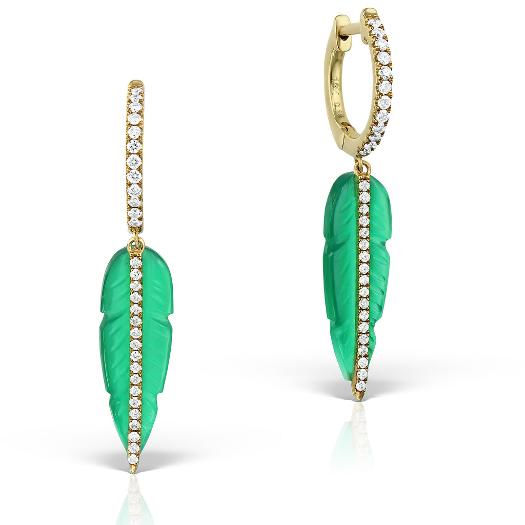 <b>Goddess Ma’at</b><br>Earrings in Gold with Diamonds and Green Onyx - Dita Von Helen