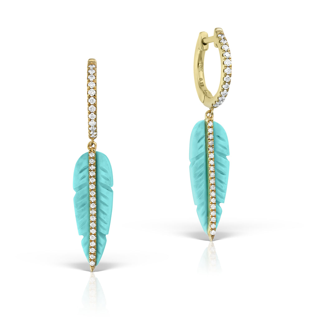 <b>Goddess Ma’at</b><br>Earrings in Gold with Diamonds and Turquoise - Dita Von Helen