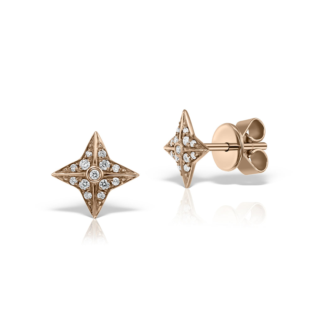 <b>Classic Spark</b><br>Earrings in Rose Gold with Diamonds - Dita Von Helen