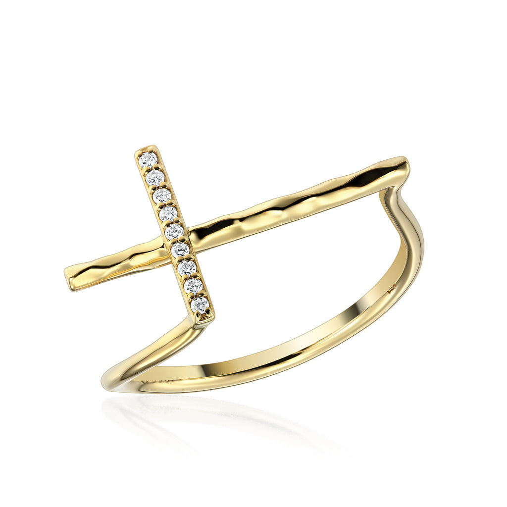 <b>Cross</b><br>Ring in Gold with Diamonds - Dita Von Helen