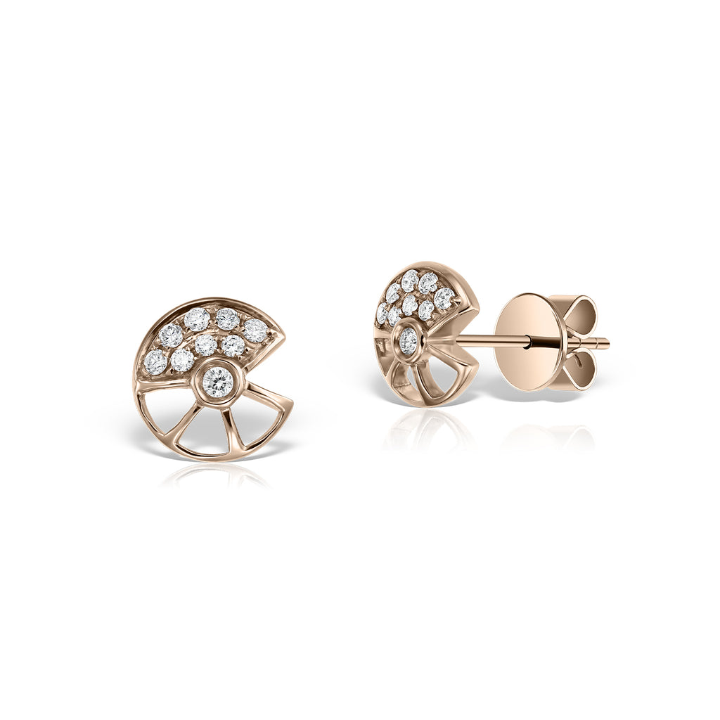 <b>Fortune Wheel</b><br>Earrings in Rose Gold with Diamonds - Dita Von Helen