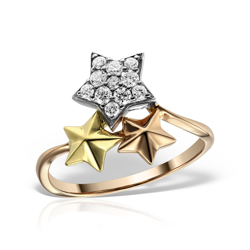 <b>Galaxy</b><br>Ring in Rose, Yellow & White Gold with diamonds - Dita Von Helen