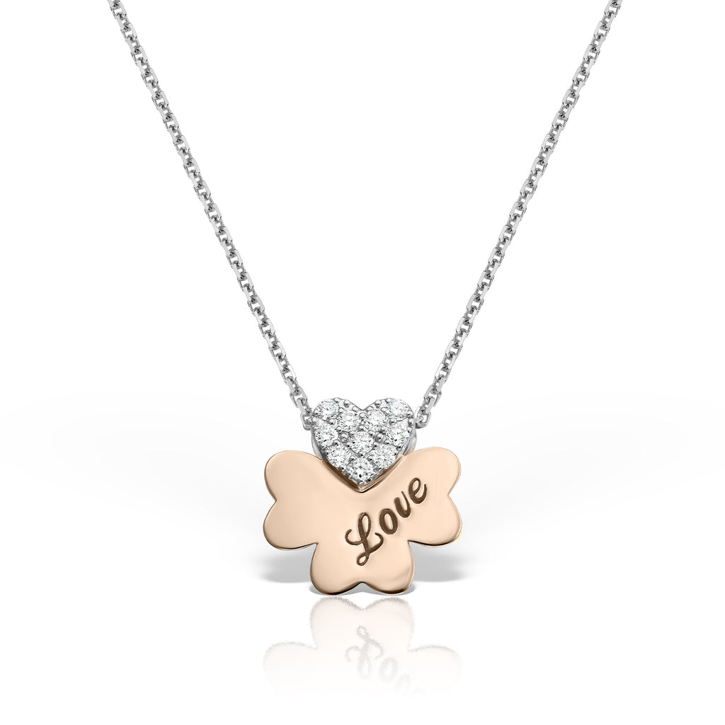 <b>Good Luck Love</b><br>Pendant in Rose Gold with Diamonds - Dita Von Helen