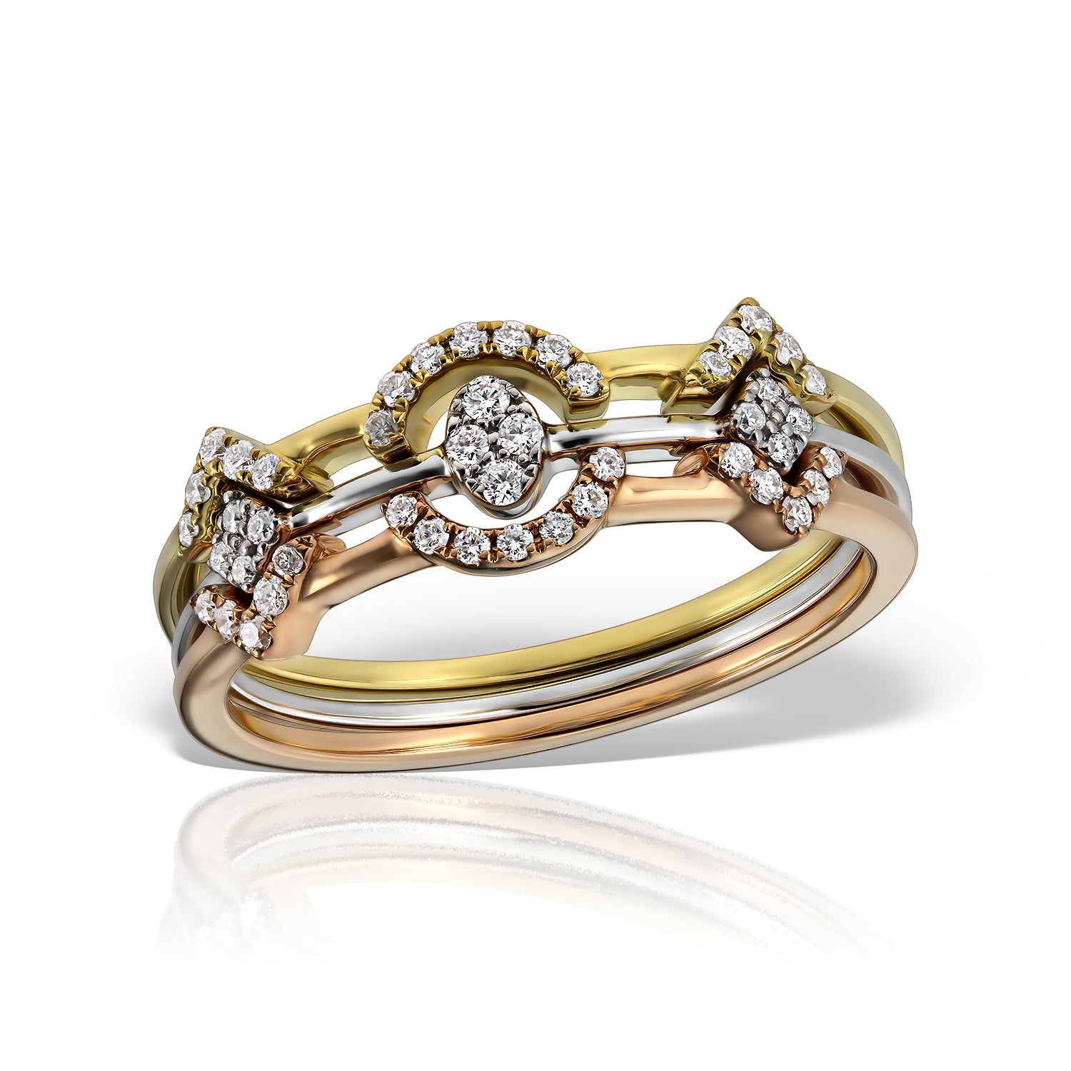 Anello due dita in oro e diamanti Wave Ring