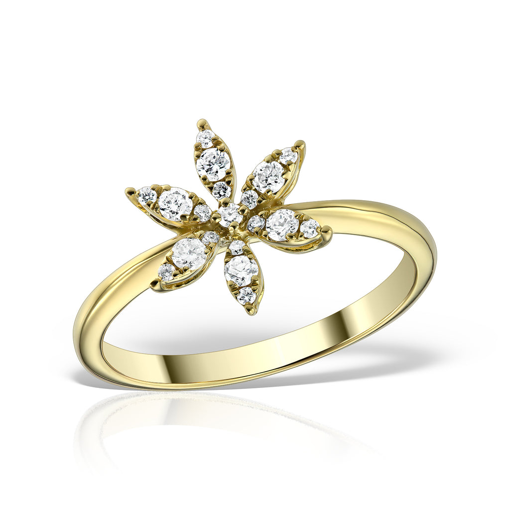 <b>Classic Flower</b><br>Ring in Gold with Diamonds - Dita Von Helen