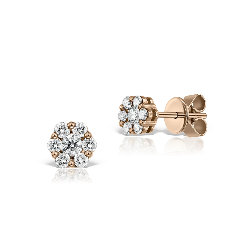 <b>Classic Round</b><br>Earrings in Rose Gold with Diamonds - Dita Von Helen